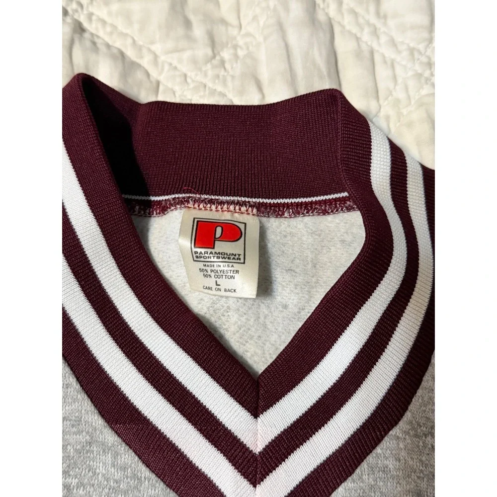 Paramount Texas A&M Sweatshirt Mens L Gray Vintage 90s V-Neck Pullover